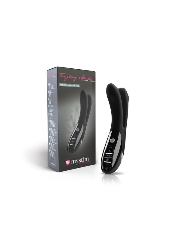 Вибратор двойной с электростимуляцией Tingling Aparte eStim Black, миостимулятор Mystim (335394708)
