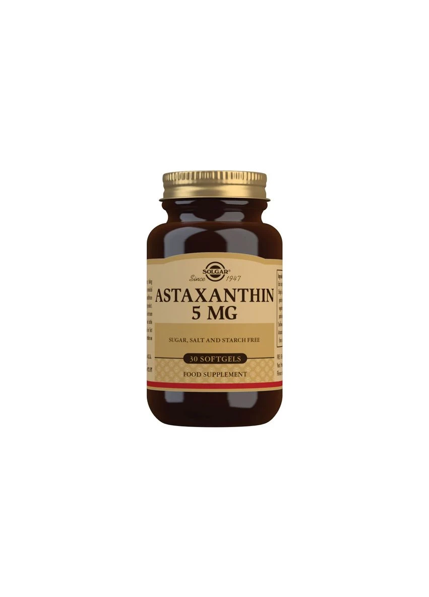 Астаксантин, 5 мг, Natural Astaxanthin,, 30 желатинових капсул Solgar (369741559)