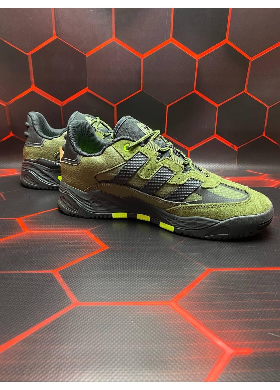Сірі Осінні кросівки чоловічі adidas niteball green black адідас найтбол No Brand