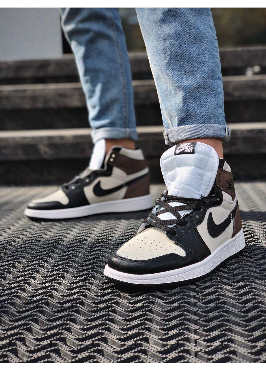 Черные зимние кроссовки мужские nike air jordan 1 high dark mocha найк аид джордан No Brand