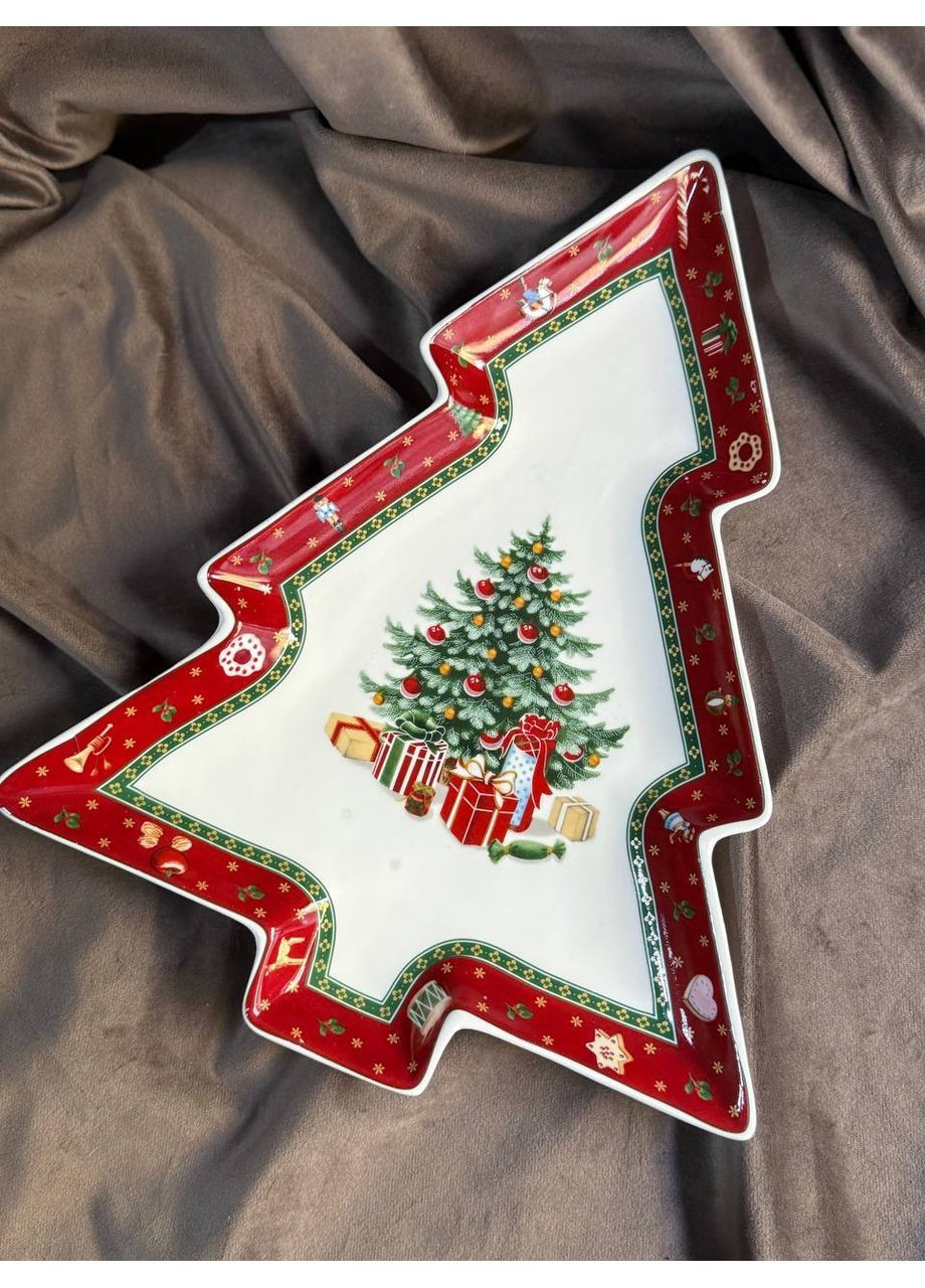 Блюдо для закусок новорічне Christmas порцеляна в подарунковій коробці 29х24х2 см HP-SDHK-17 Yiwu (364274484)