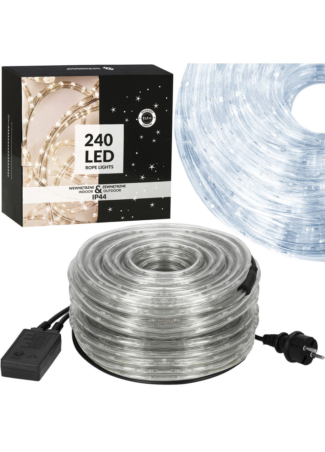 Гірлянда дюралайт вулична (зовнішня) Rope Lights 10 м 240 LED Cold White Springos CL1201 (323163709)