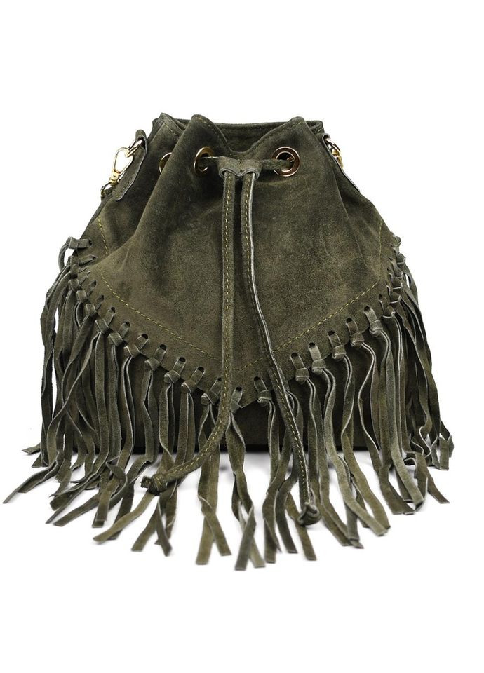 Жіноча замшева сумка на плече (Італія) fz189624 оливкова Firenze (329146841)