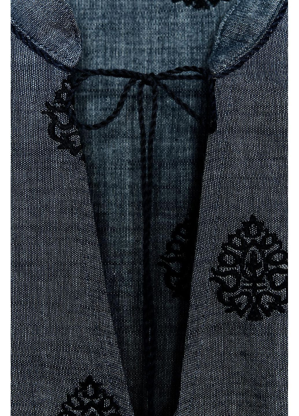 Синіти блуза сорочка з контрастною вишивкою Zara