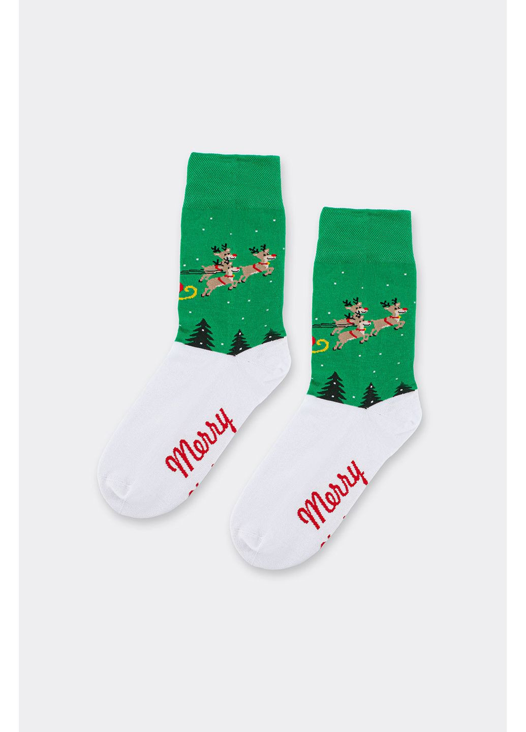 Зелені чоловічі бавовняні шкарпетки Giulia новорічні (370626913)