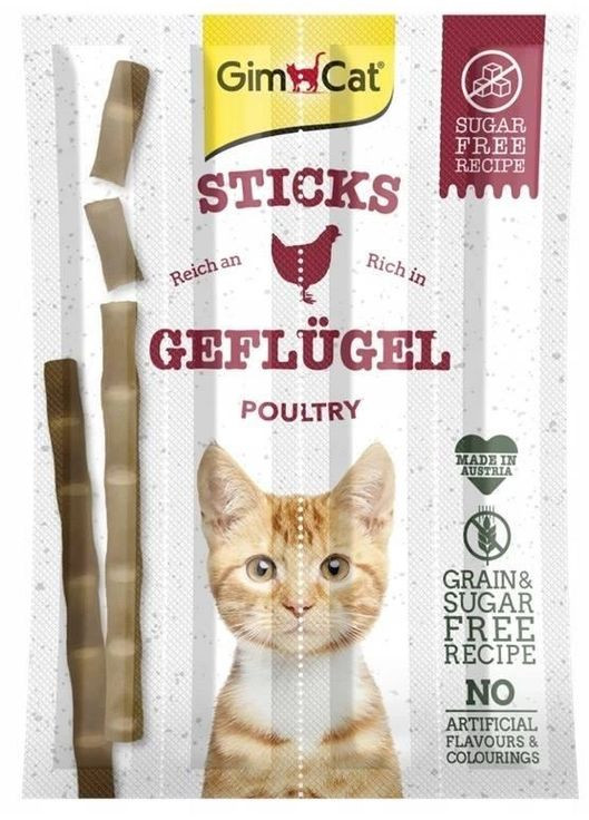 Лакомство для кошек Sticks с мясом птицы, 4×5 г GimCat (366447587)