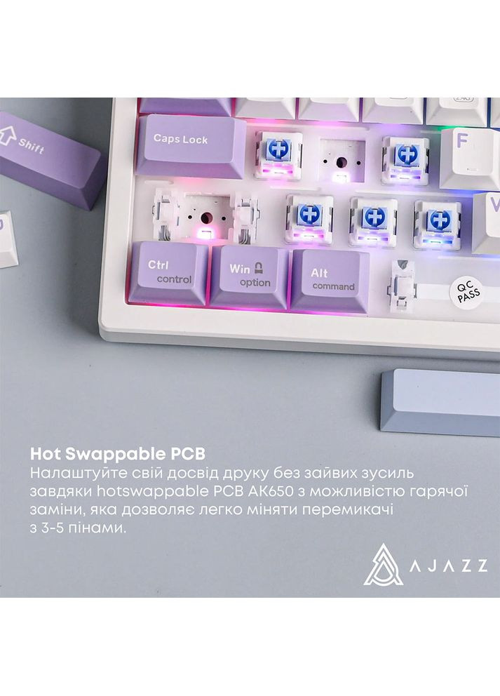 Клавіатура AK650 Flying Fish Switch Purple (AK650-FF-PWB) Ajazz (323132873)