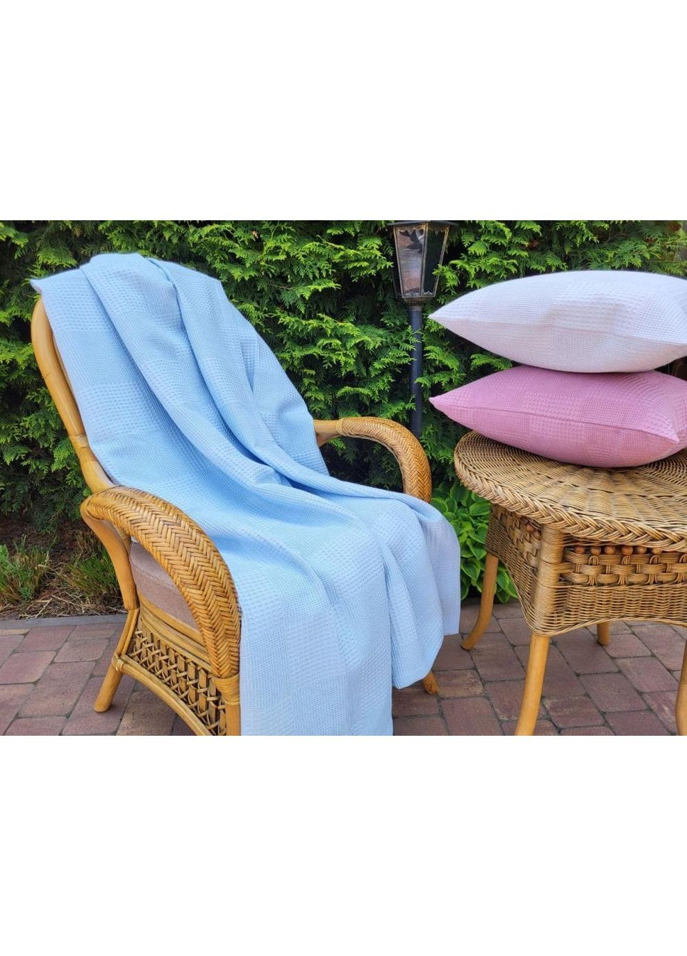 Покривало Блакитний, Піке Вафелька 180*220 No Brand (363194899)