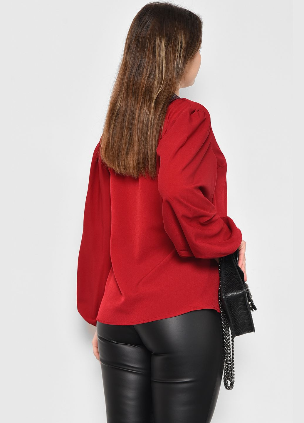 Бордова демісезонна блузка жіноча бордового кольору з баскою Let's Shop
