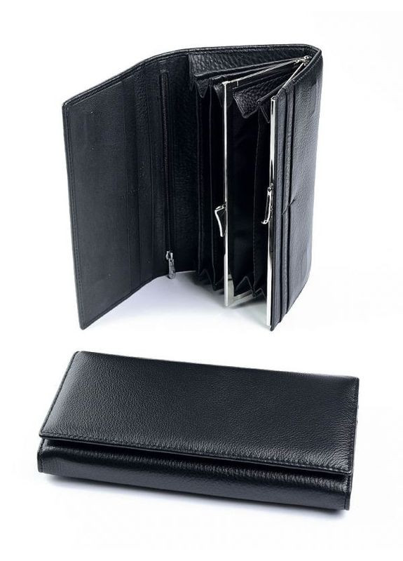 Жіночий шкіряний гаманець чорний No Brand (294629476)
