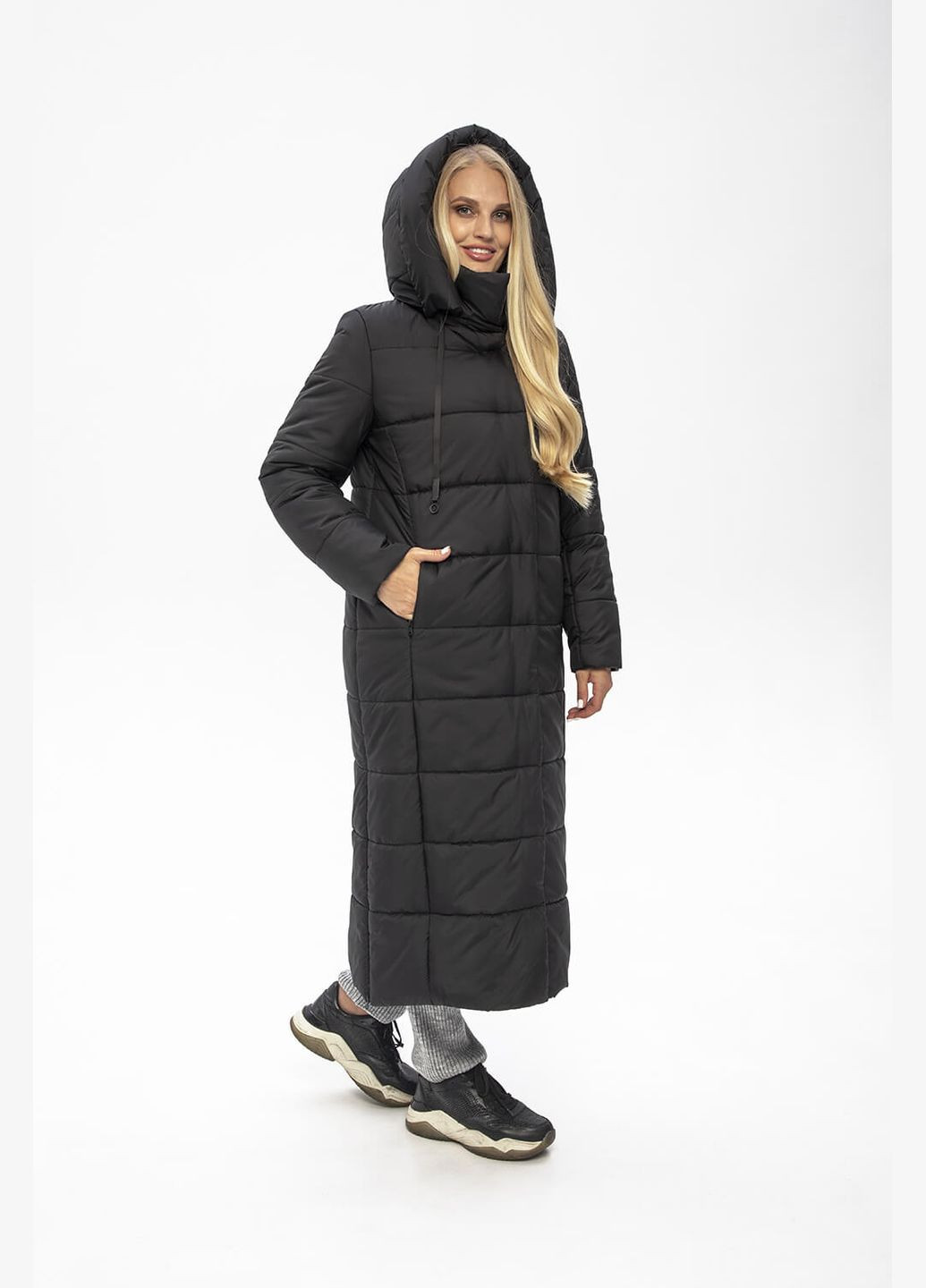 Чорне зимнє Пальто Агата (01191b-brown44) MioRichi