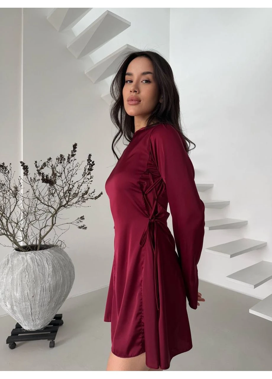 Бордова легка шовкова сукня міні Fashion