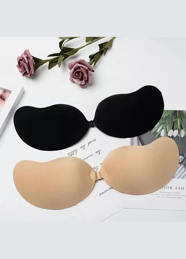 Бежевый пуш-ап бюстгальтер на силиконовой основе в форме полумесяца fly bra decollete No Brand