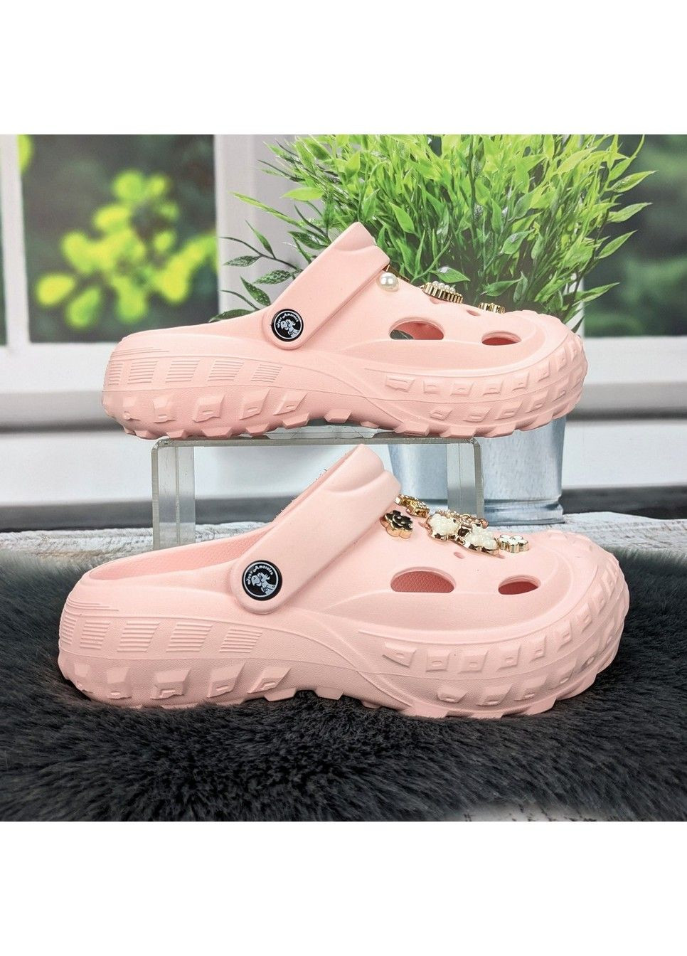 Кроксы женские с джибитсами Jose Amorales (336709097)