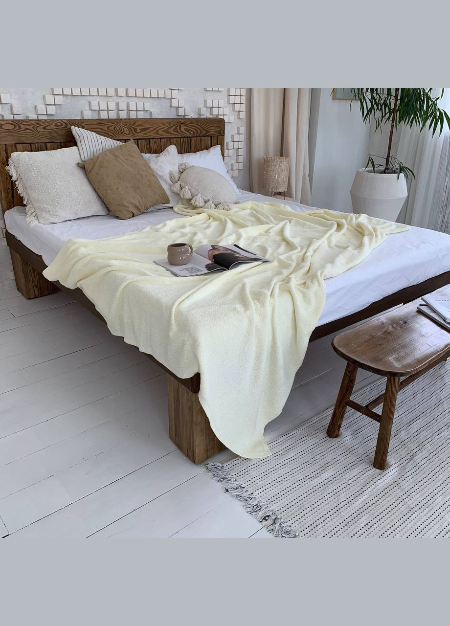 Двоспальне махрове простирадло Молочне (180х200) Glav Textile (297365369)