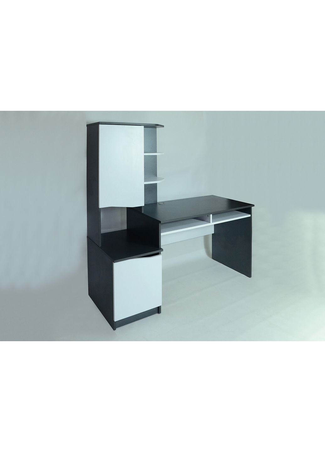 Комп'ютерний стіл Gaston Біла Аляска / Графіт лівий Intarsio (372178885)