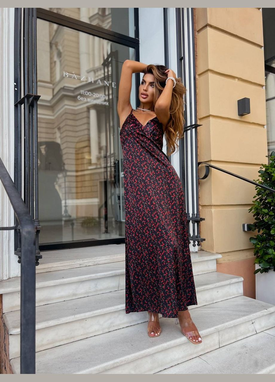 Черное повседневный платье женское Україна с цветочным принтом