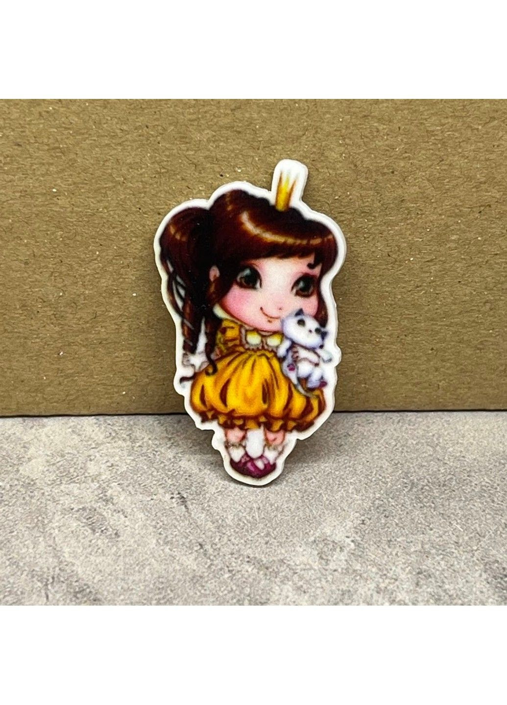 Пластиковый декор (серединка для бантика) -Принцесса с котиком, размер 3,5 см, арт 018468, 1 шт No Brand (339102076)