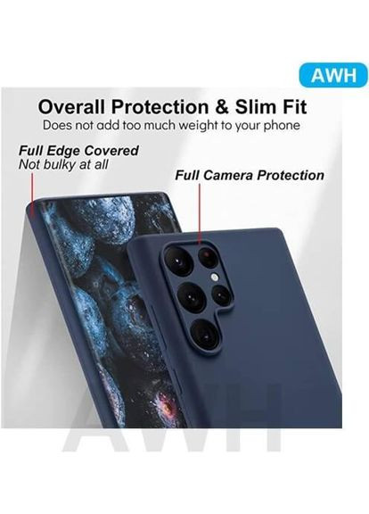 Силиконовый чехол для Samsung Galaxy S22 Ultra Синий матовый чехол с микрофиброй на самсунг с22 ультра Silicone Case (328266855)