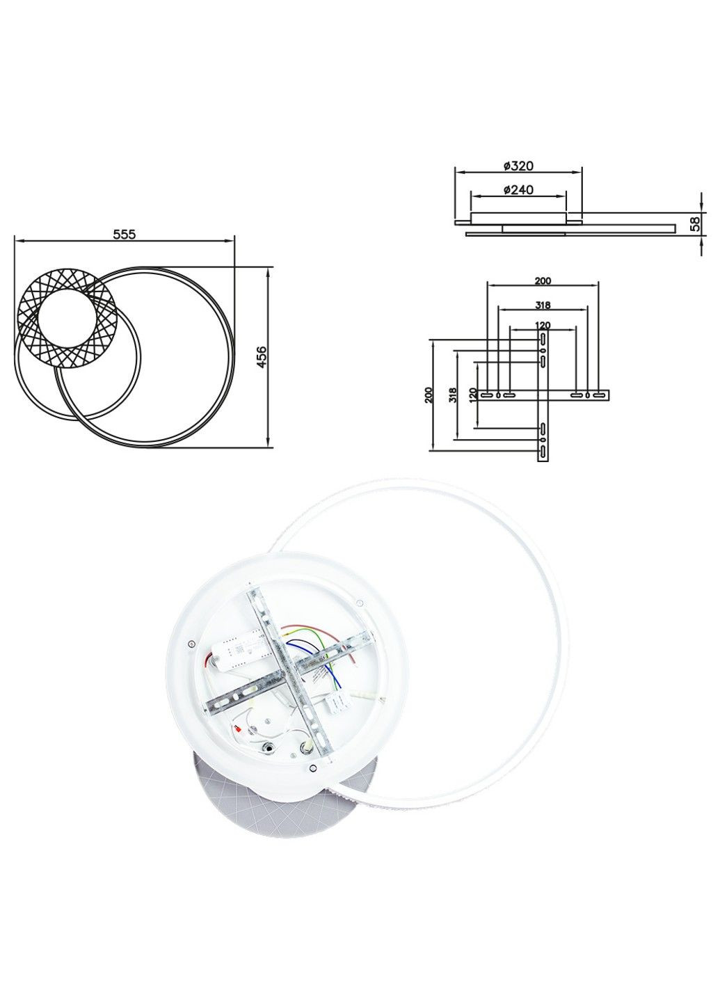 Керована світлодіодна люстра ORLANDO 66W 3R SMART 555x58-WHITE-220-IP20 ESLLSE (303422677)