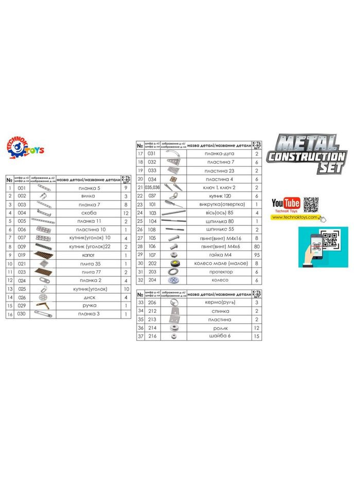 Детский Конструктор металлический "Милитари" 3862TXK, 334 детали ТехноК (302386591)