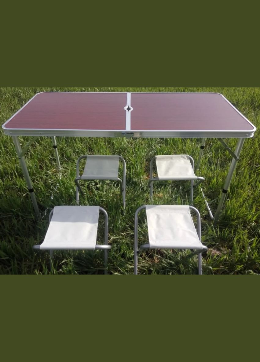 Стіл садовий розкладний для пікніка та туризму зі стільцями з алюмінію (1756374574) No Brand (330004571)
