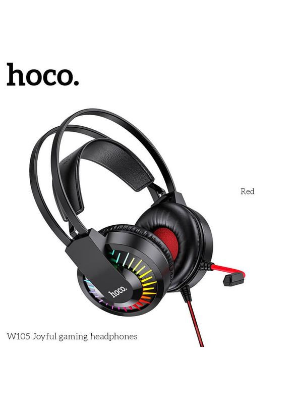 Навушники ігрові з підсвіткою W105 LED Joyful Gaming Headphones чорночервоні Hoco (280877695)