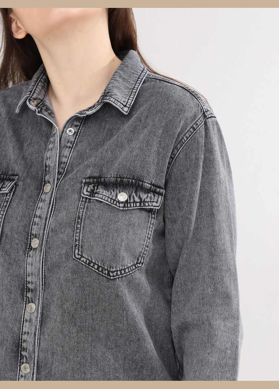 Сорочка жіноча джинсова сіра варена пряма Whitney Пряма (293971923)