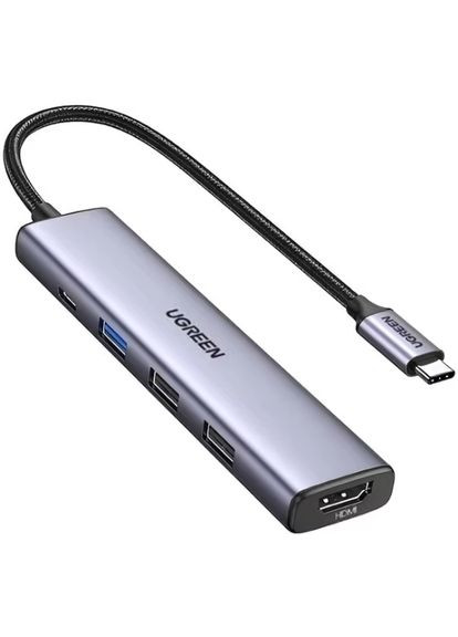 Док-станция USB3.0 Type-C --> HDMI/2xUSB 2.0/USB 3.0/ Type-C for charging,PD,100W CM478 Серая Ugreen (367854255)