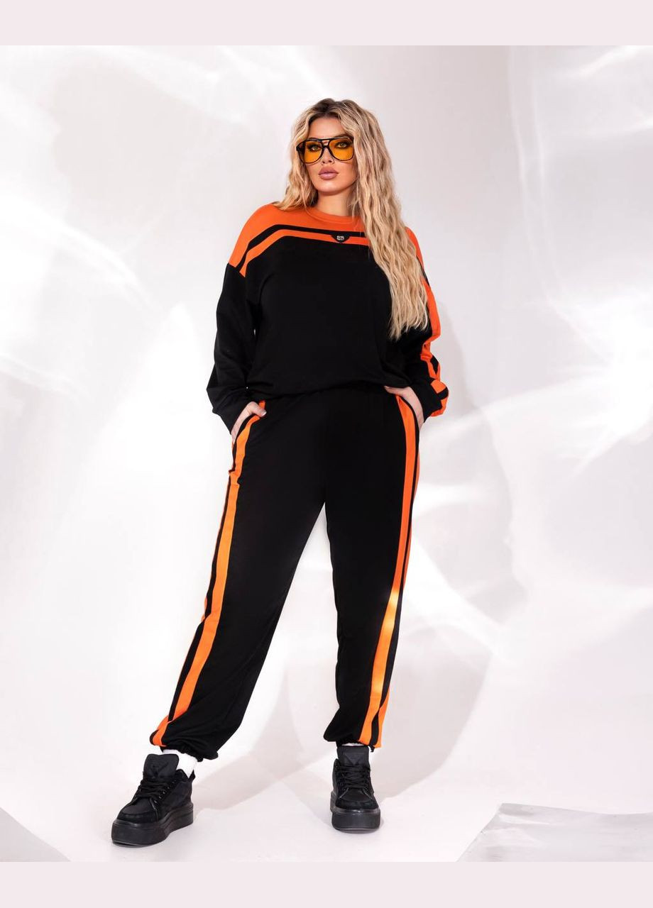 Женский костюм-двойка цвет черный-оранж р.50/52 449897 New Trend (282926710)