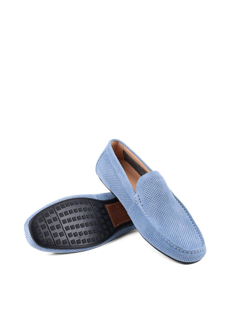 Голубые мужские мокасины hf1102-12a голубой замша Miguel Miratez