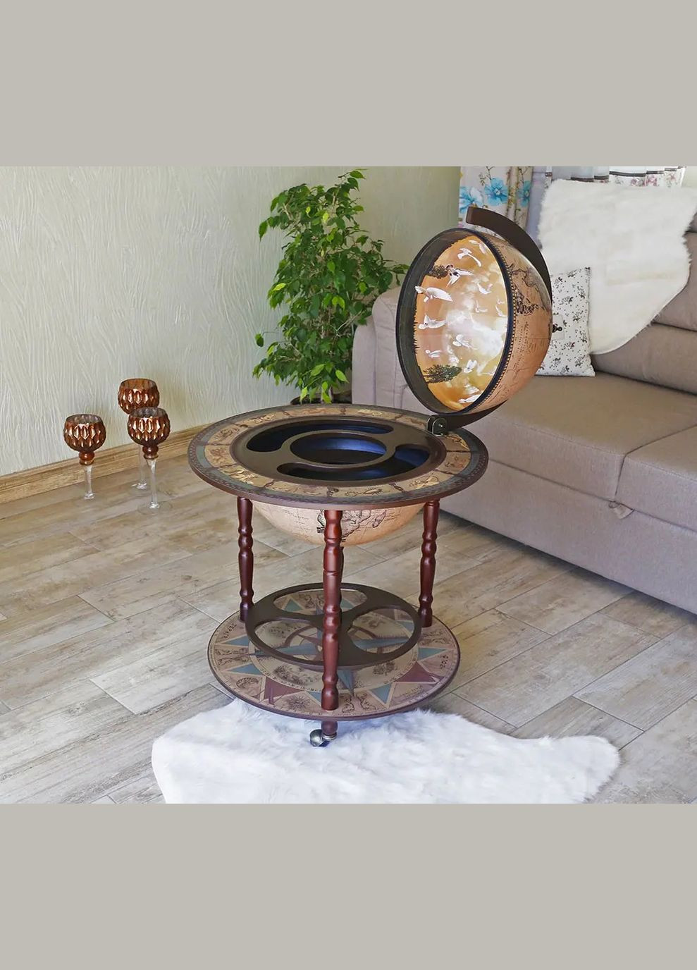 Глобус бар напольный в кабинет карта мира элитный подарок деловому мужчине| Диаметр сферы 42 см Handmade 42001N (345646754)