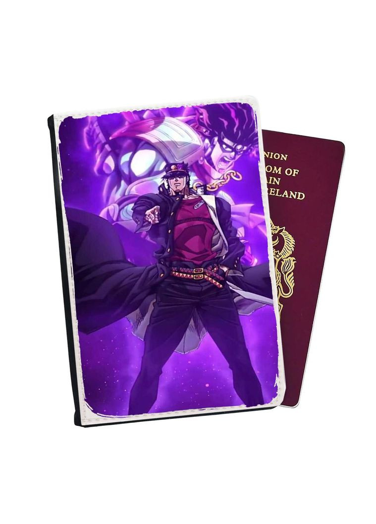 Обкладинка (портмоне) на паспорт, автодокументи з відсіками Аніме Неймовірні пригоди ДжоДжо #003 Чорний No Brand (317550685)