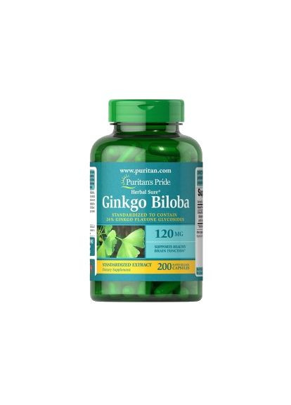 Гінкго білоба Ginkgo Biloba 20 мг 200 капсул Puritans Pride (351864750)