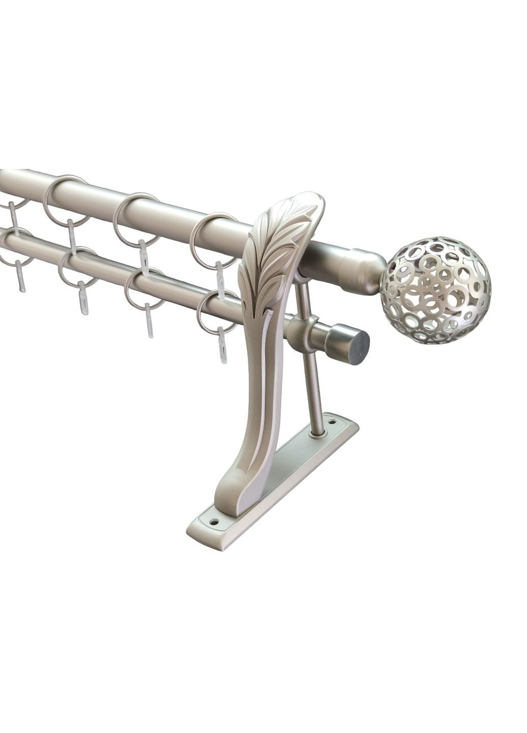 Карниз для штор Савона металевий дворядний ретро гладка труба кільце металеве Сатин 25\19 мм 200см ORVIT (299334948)