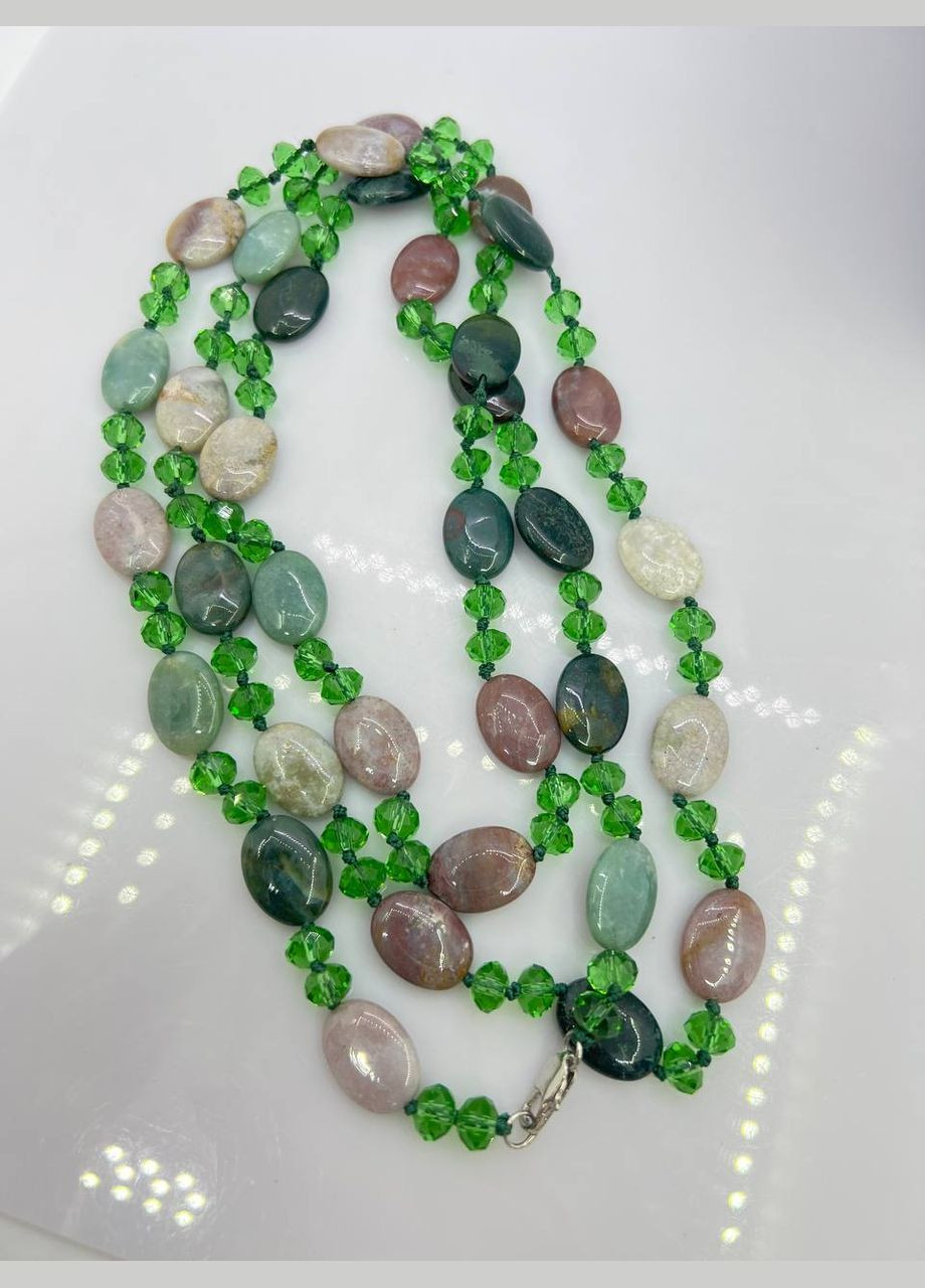 Бусы агат и чешский хрусталь 120 см No Brand (280934547)