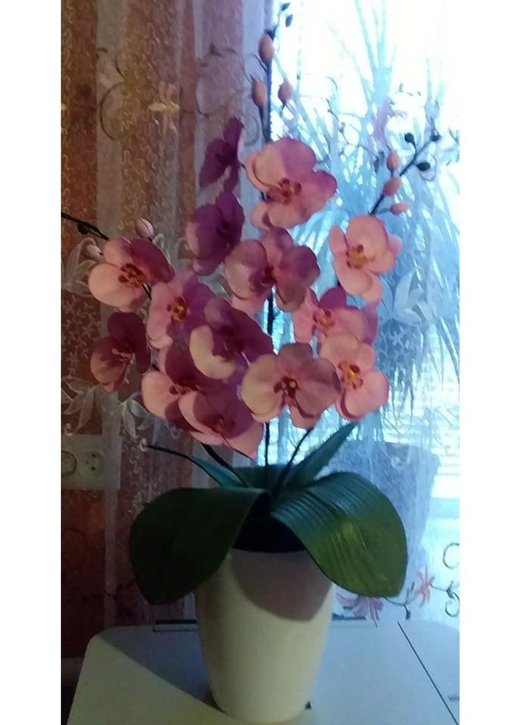 Штучна орхідея в вазоні на три гілочки No Brand (301086799)