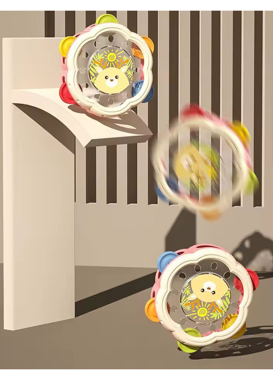 Дитячий бубон 17 см з дзвіночками та малюнком оленяти | Музичний інструмент для дітей No Brand (364553187)