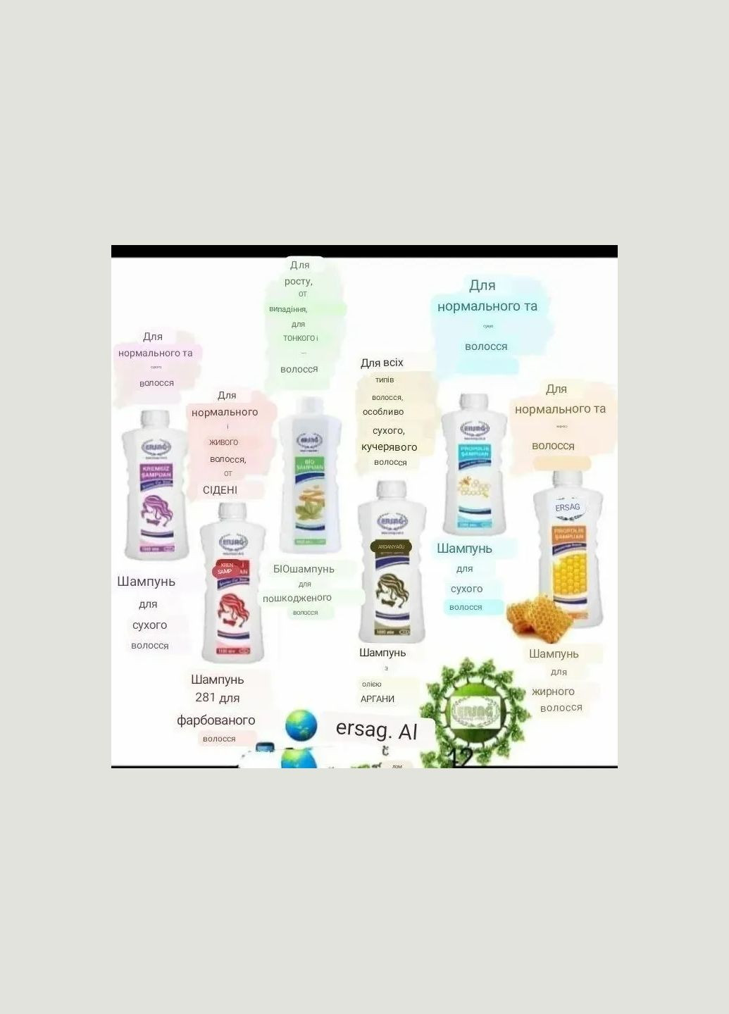 Шампунь с экстрактом алоэ вера 300 мл ед ERSAG (315817699)