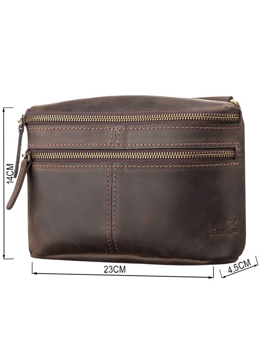 Мужская кожаная сумка для документов с карманами в винтажном стиле коричневая (sku_11094) No Brand (328922623)