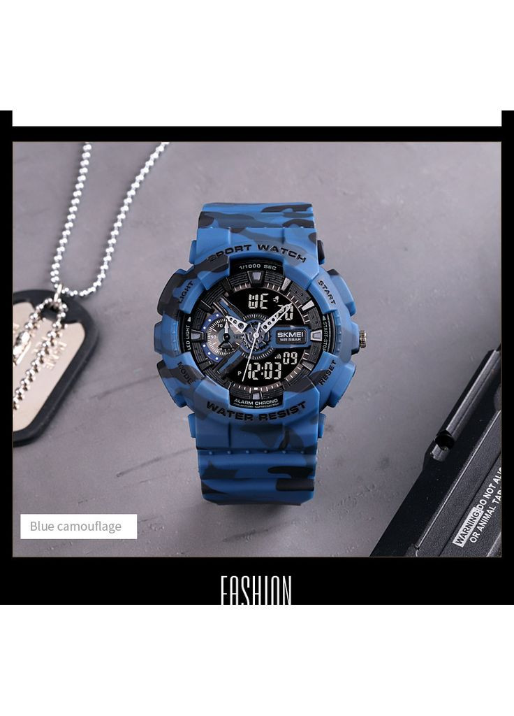Годинники Camo Blue спортивні кварцові з будильником та хронографом для чоловіків з підсвічуванням ProDobro (367266145)