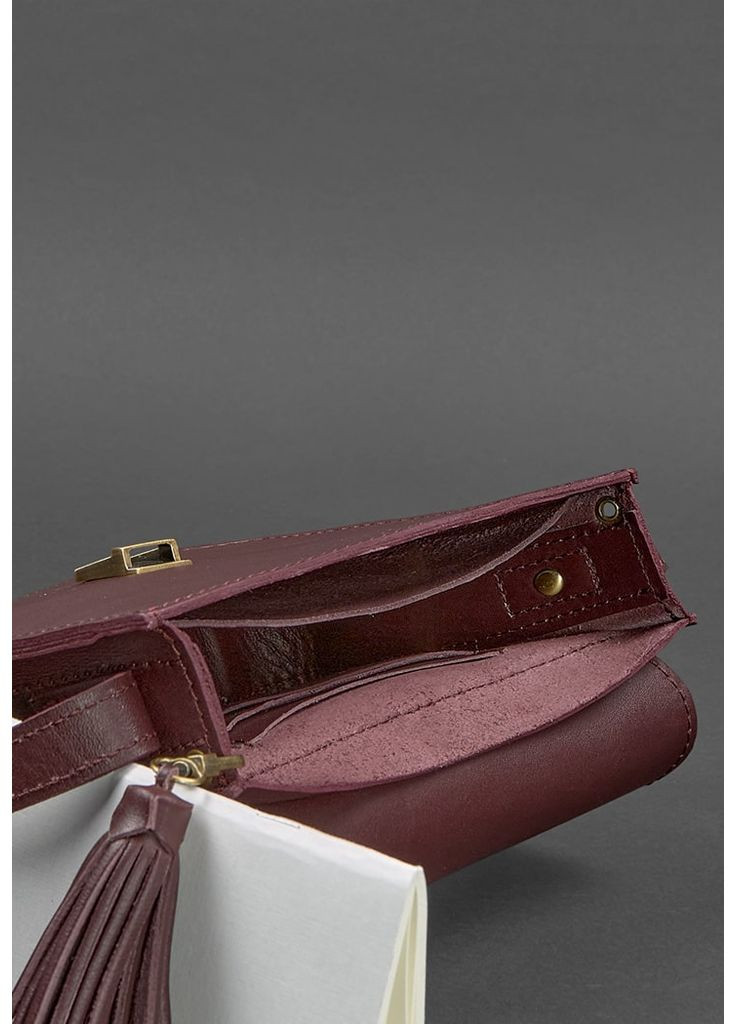 Шкіряна жіноча бохо-сумка Лілу бордова Krast BlankNote кросс-боди (348359146)