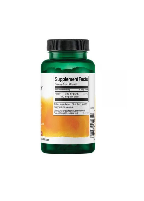 Фолієва кислота Folic Acid 800 мкг 250 капс. Swanson (346513399)