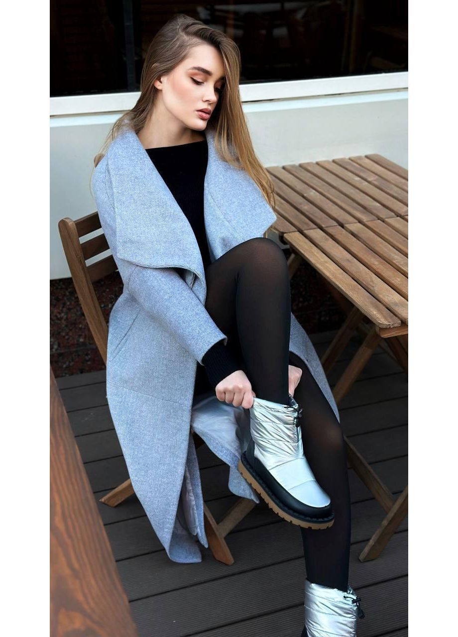 сріблясті No Brand Чоботи дутики жіночі зимові (369363681)