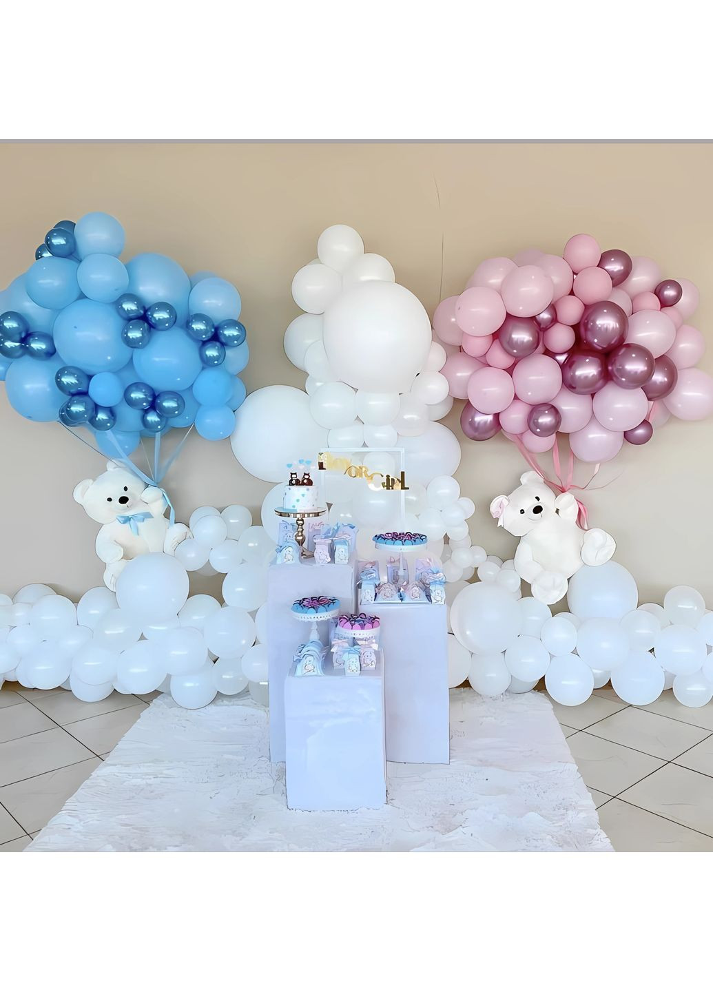 Набор 160 шаров для фотозоны Кто же там Розовый и голубой No Brand (360559544)