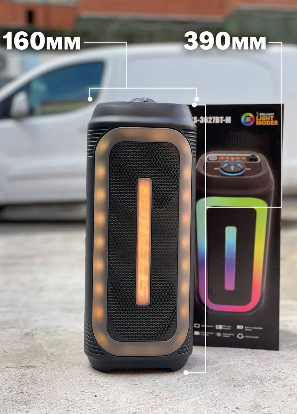 Акумуляторна колонка портативна з підсвічуванням та Bluetooth No Brand MS-3627BT (340252212)