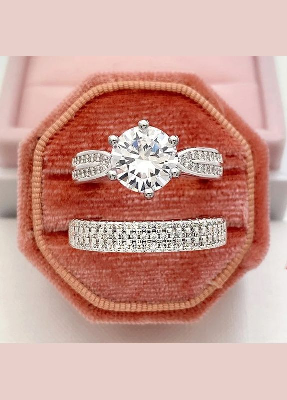 Женские парные кольца парные обручальные кольца набор 2 шт. Бриллиантовое Сияние размер 18 Fashion Jewelry (289204383)