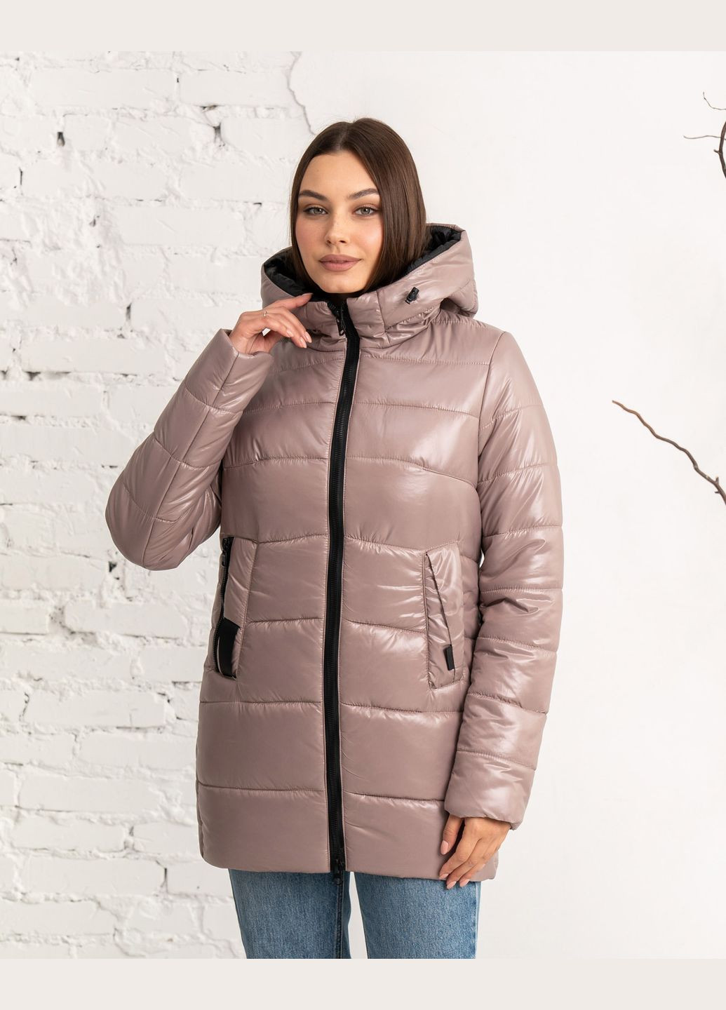 Пудровая зимняя парка зимняя женская молодежная SK