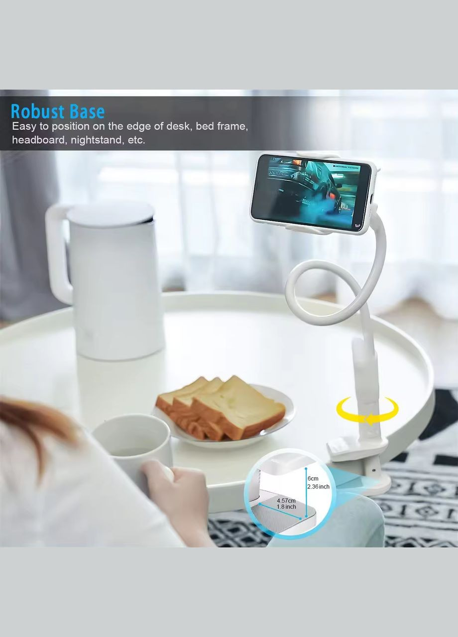 Гибкий держатель для телефона с прищепкой IVY 85 см Flexible Mobile Holder White VHG (334305026)