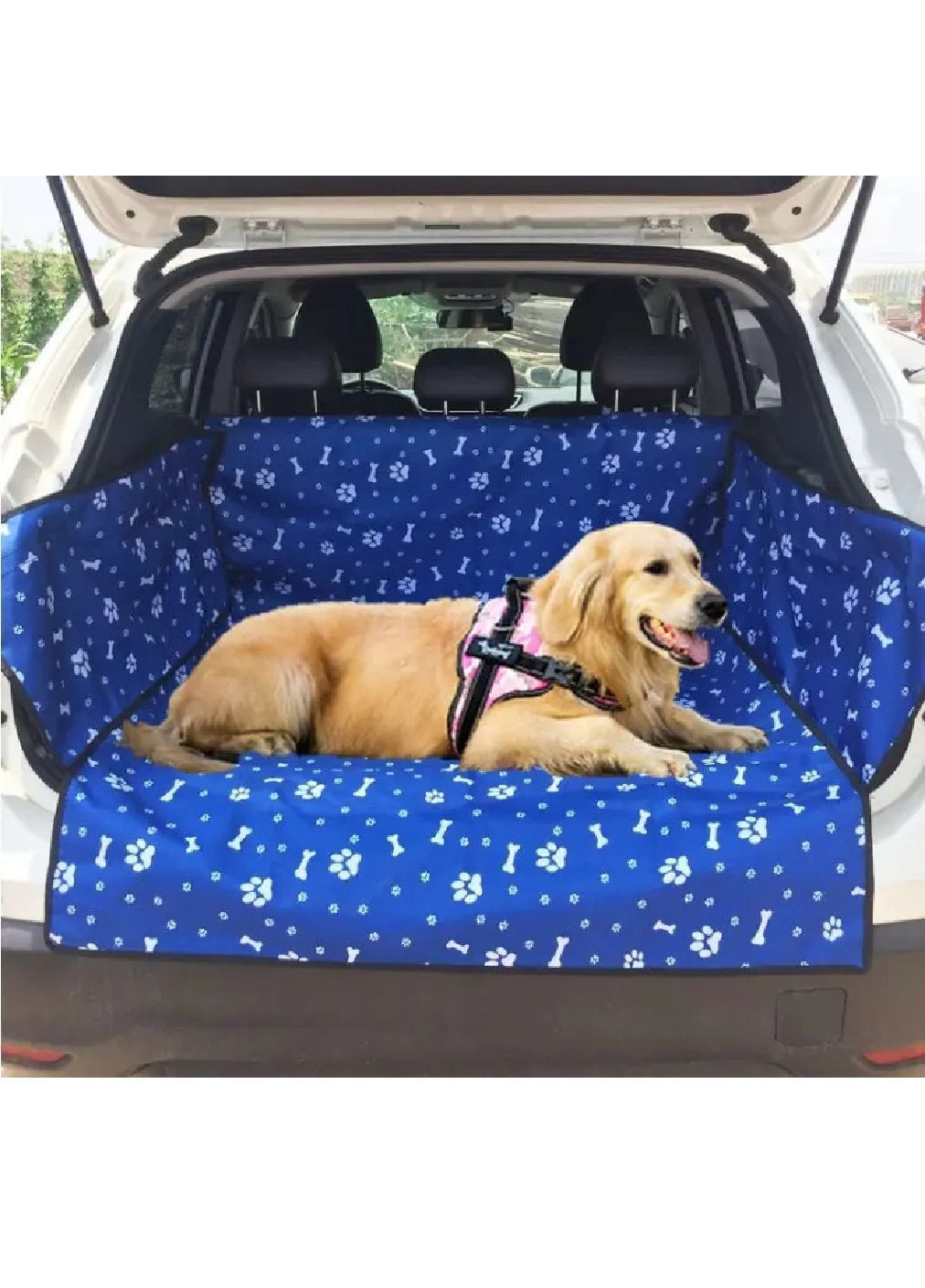 Захисна накидка в багажник машини автомобіля з кріпленням за підголівники для перевезення собак 150х102 см (479970-Prob) Синя Unbranded (327366038)